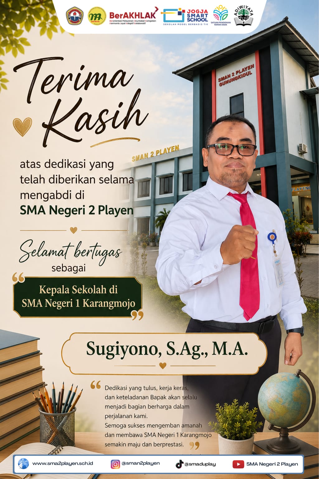 "Guruku Pergi, Namamu Tetap Terukir" Terima kasih atas dedikasi, selamat mengemban amanah baru.