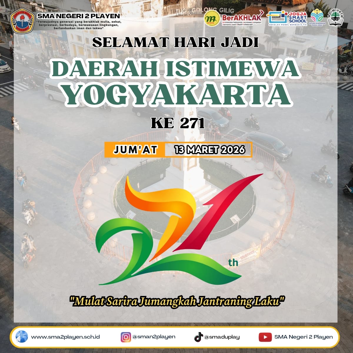 Upacara Peringatan Hari Jadi Daerah Istimewa Yogyakarta ke-271 SMA Negeri 2 Playen